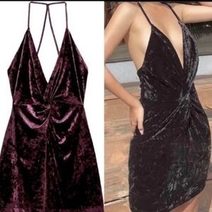 Zara Velvet Mini Dress in Deep Purple